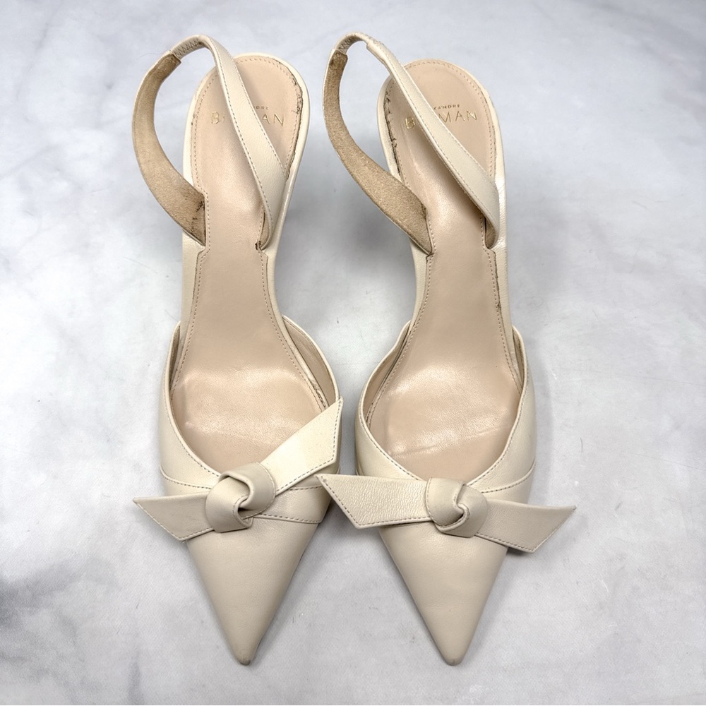 Alexandre Birman Clarita 85 Bow Knot Pointed Toe Slingback Pump Mid Heels 38.5 - Picture 1 of 16